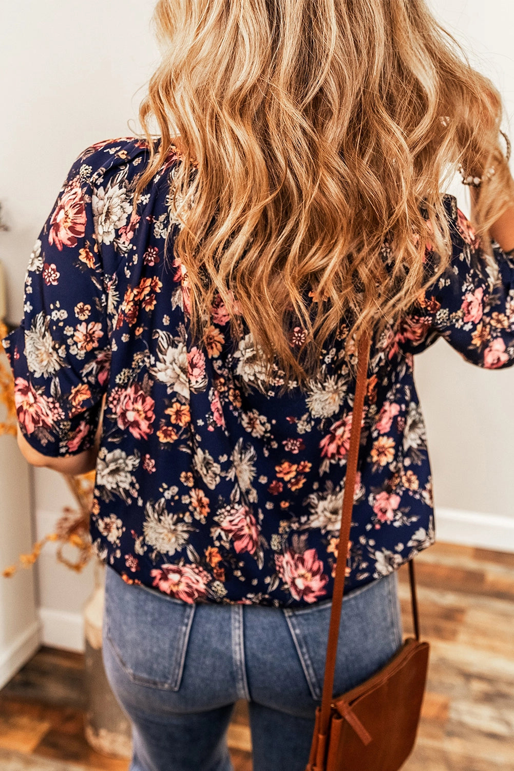 Navy Floral Scoop Neck