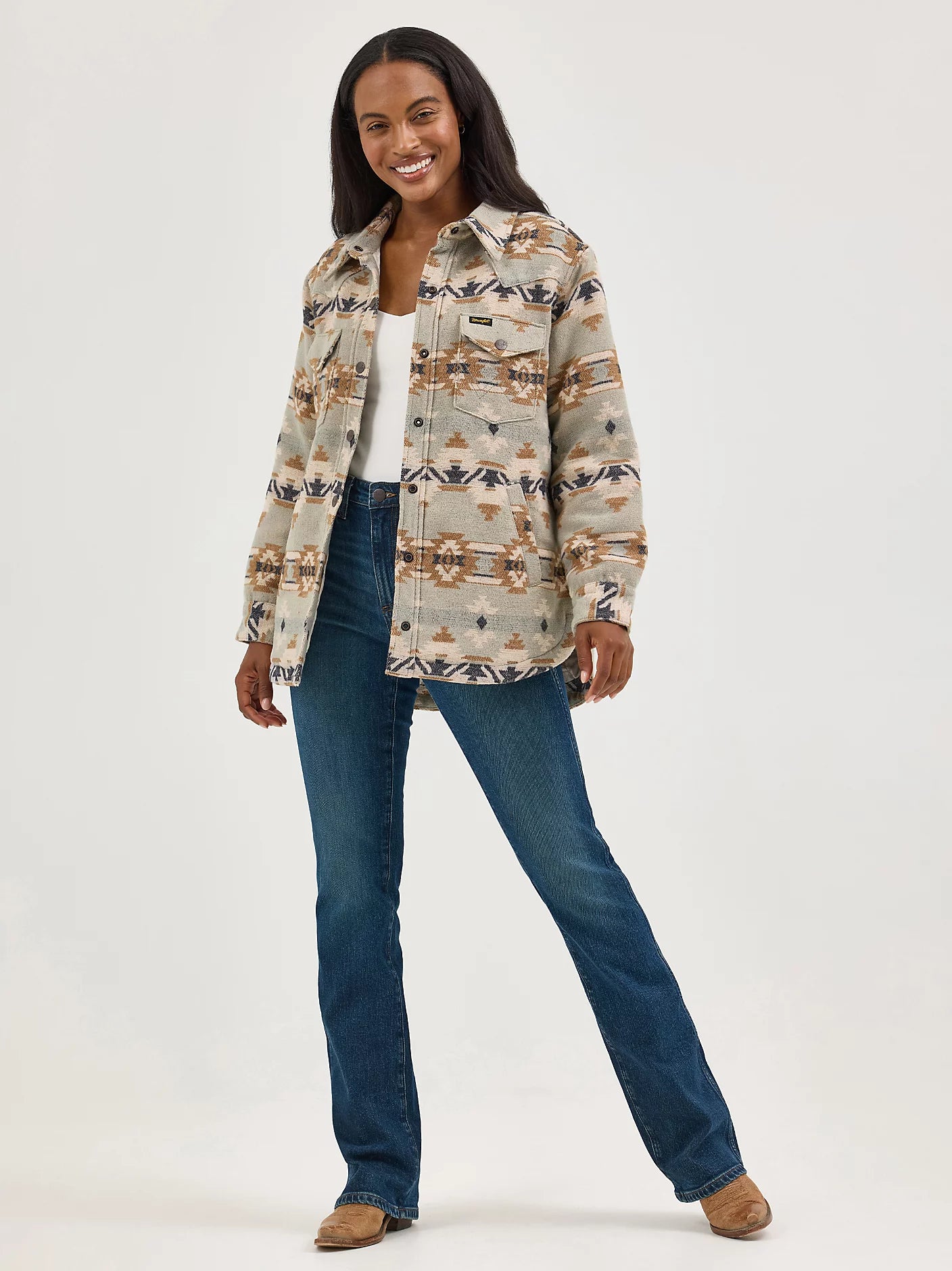 Earth Tone Aztec Shacket- Quilt Lined