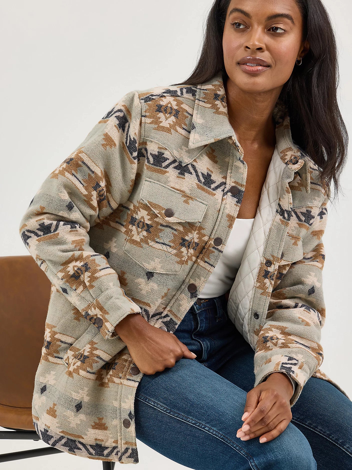 Earth Tone Aztec Shacket- Quilt Lined