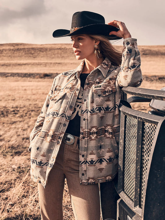 Earth Tone Aztec Shacket- Quilt Lined