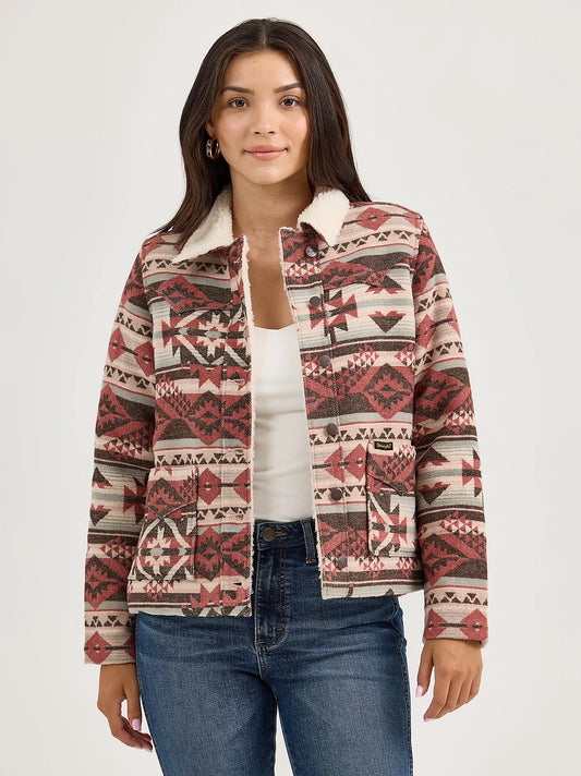 Pink Aztec Coat- Sherpa lined