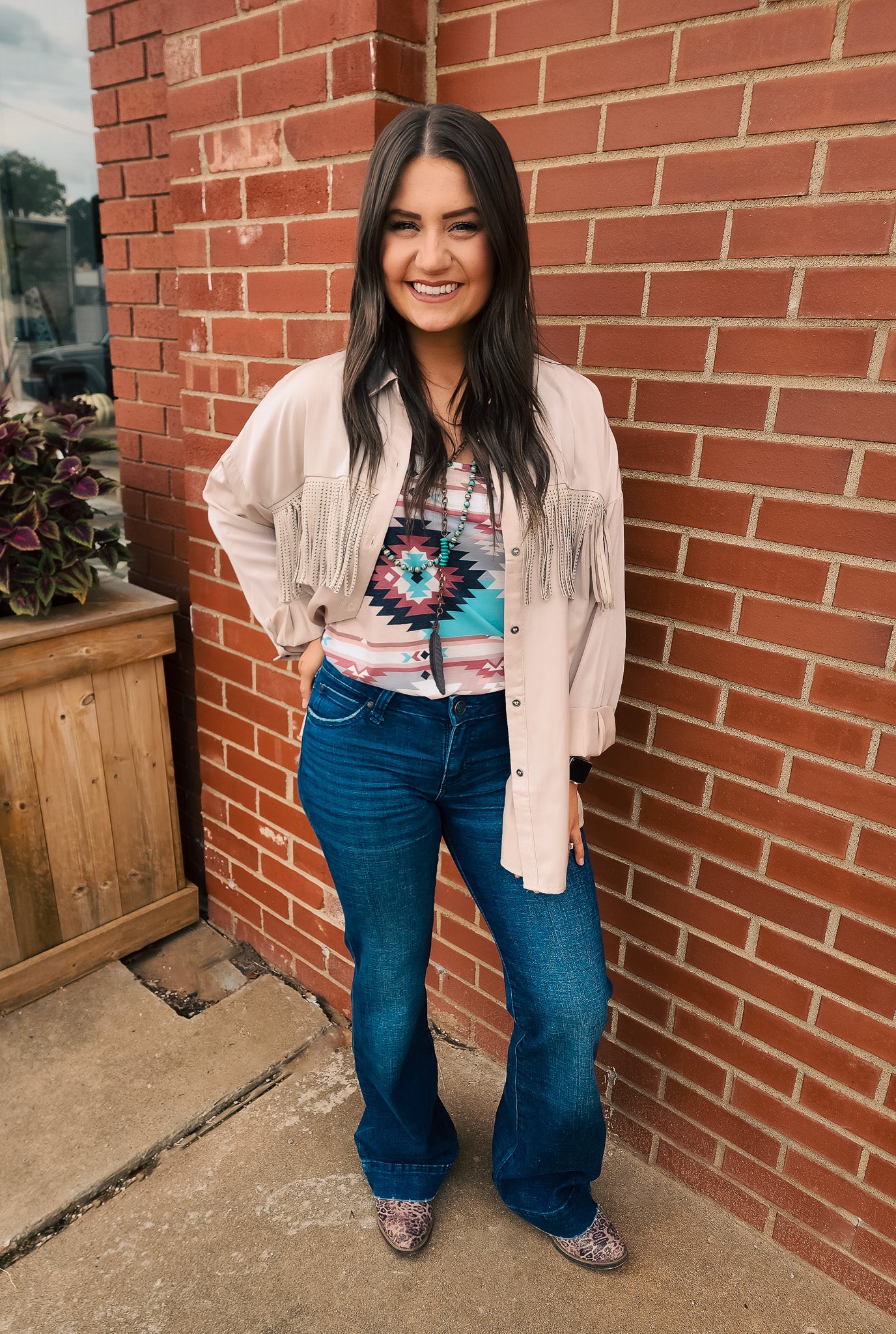 Champagne Fringe Top