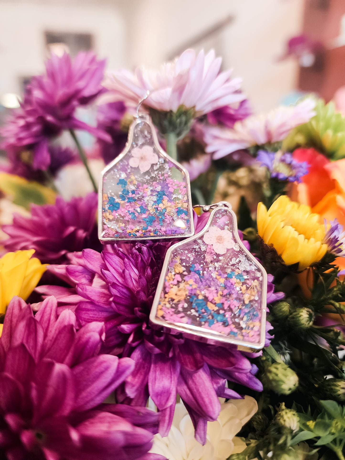Floral Ear tag earrings