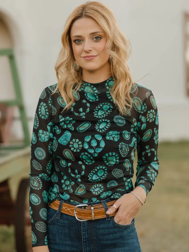 Turquoise Forever Mesh Top