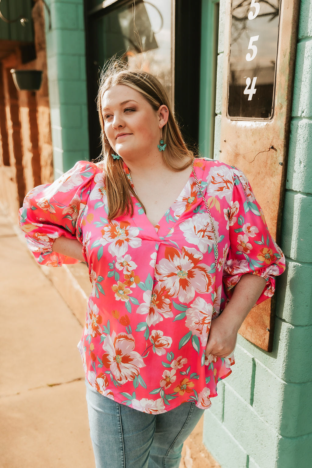 Pink Floral Plus Top