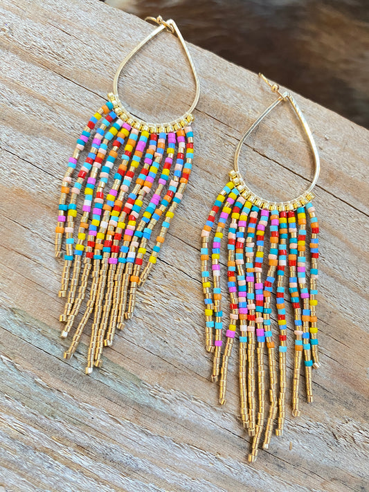 Tear drop beaded earrings