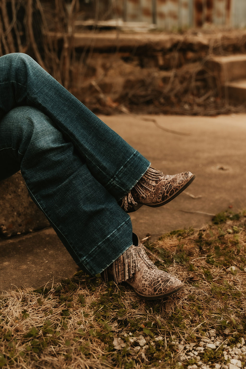 Fringe leopard booties