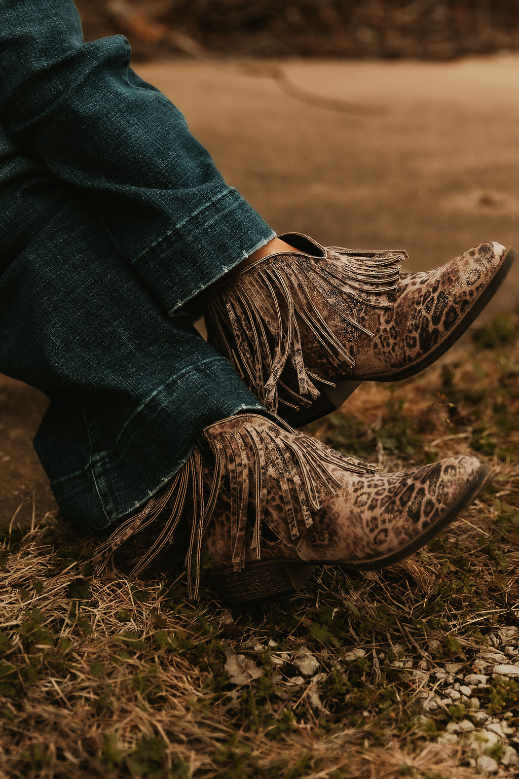 Fringe leopard booties
