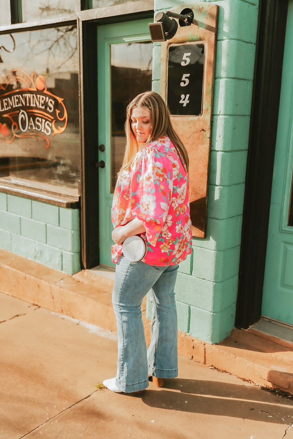 Pink Floral Plus Top