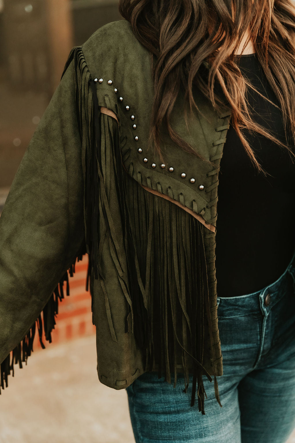 Olive Green Fringe Jacket