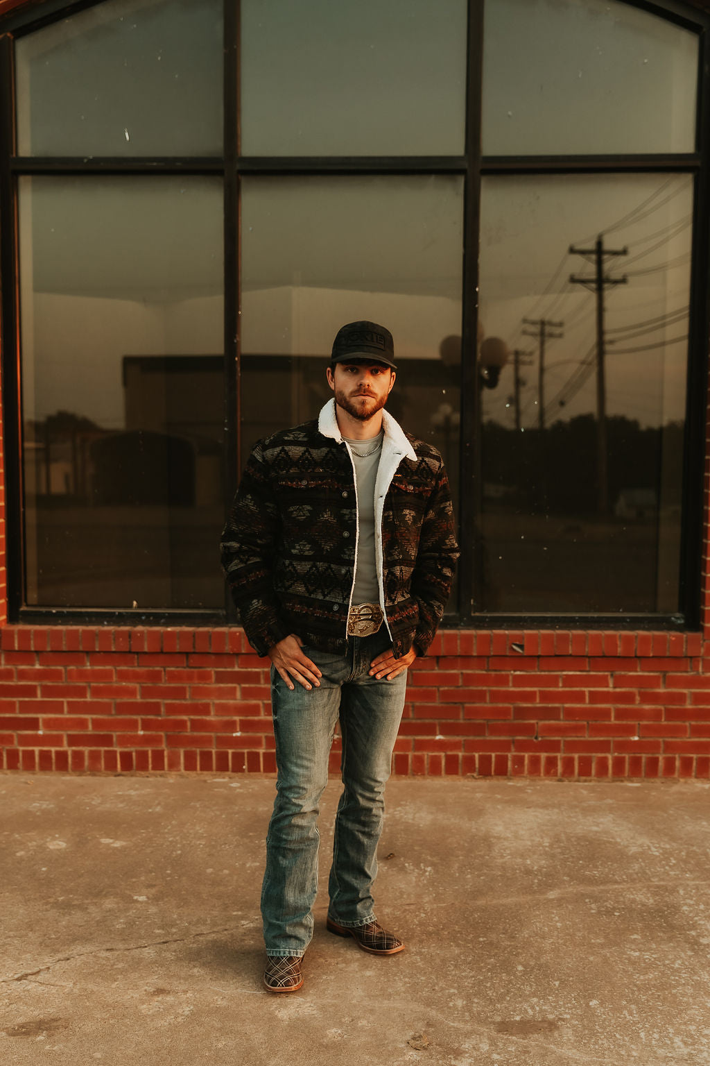 Olive Jacquard Sherpa lined jacket