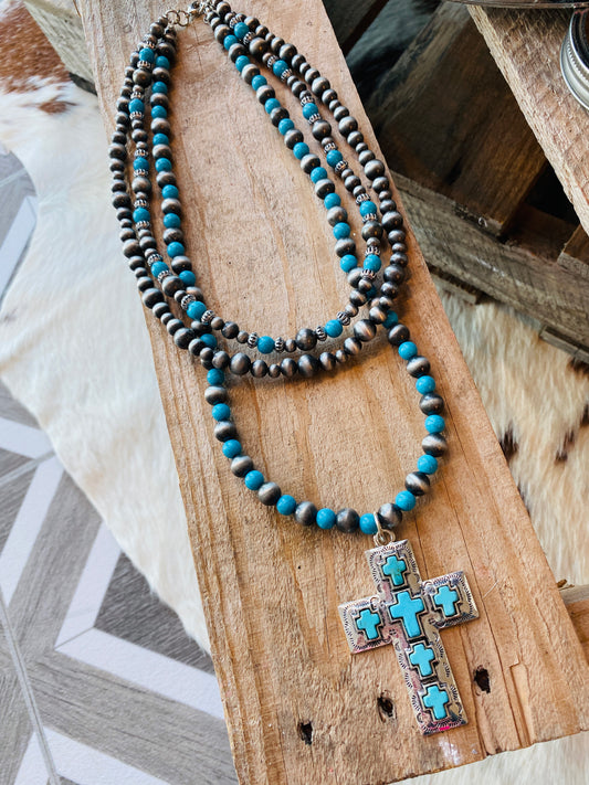 3 Strand Cross necklace