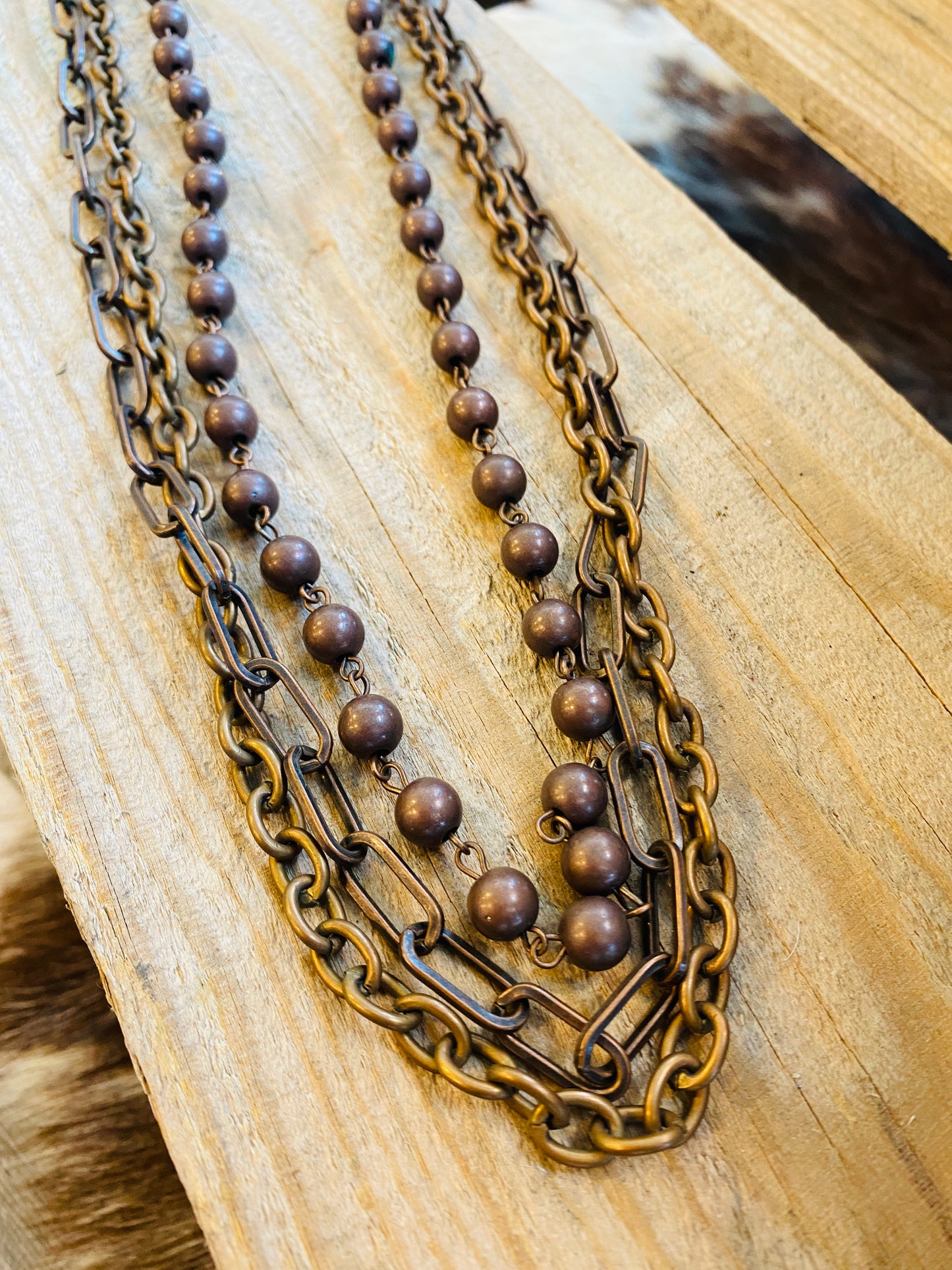 Copper multi strand necklace