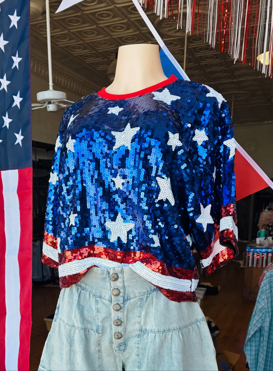 Sequin Flag Crop Top