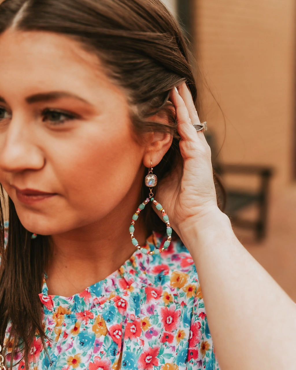 Teal/Pink/Yellow Teardrop Earring