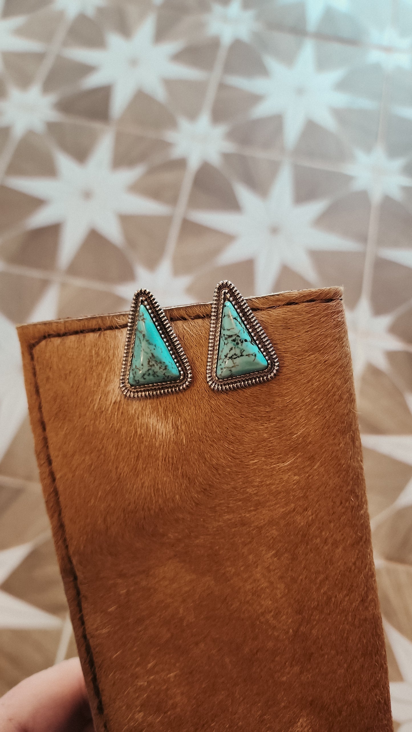 Turquoise Stone Earrings- Triangle
