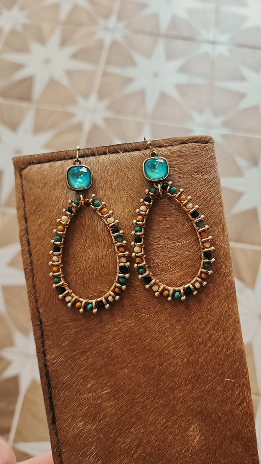 Multi color tear drop earrings