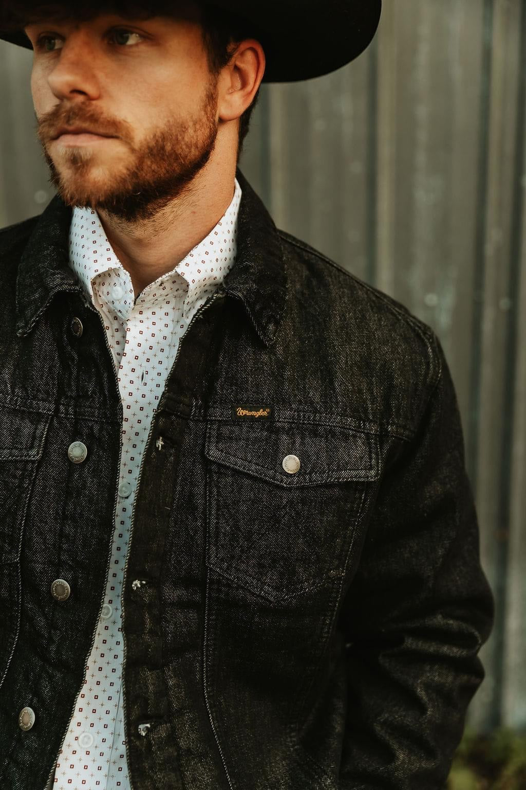 Ranch Hand Denim Sherpa Lined Coat- Black