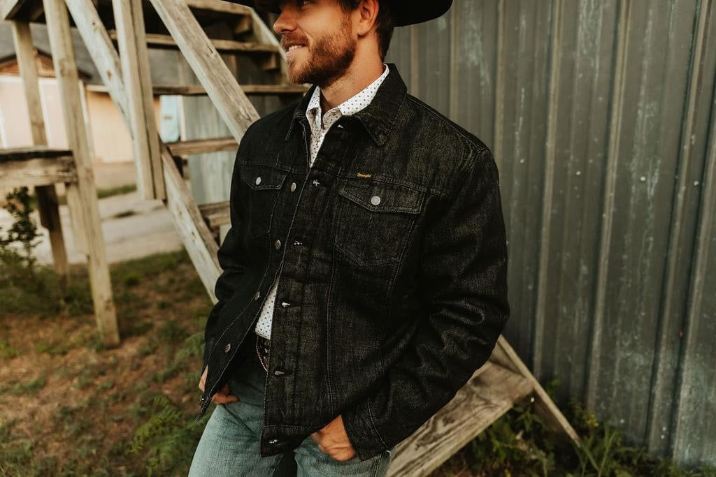 Ranch Hand Denim Sherpa Lined Coat- Black