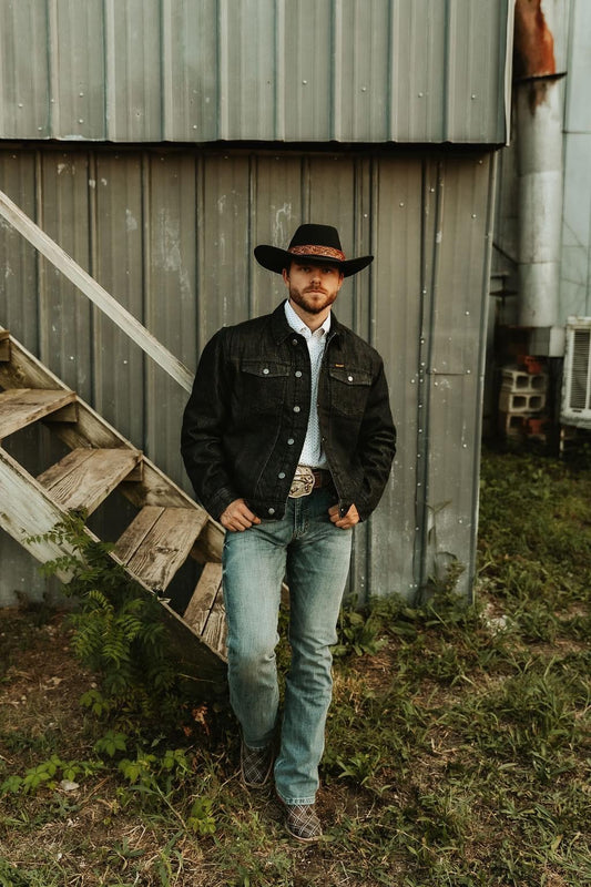 Ranch Hand Denim Sherpa Lined Coat- Black