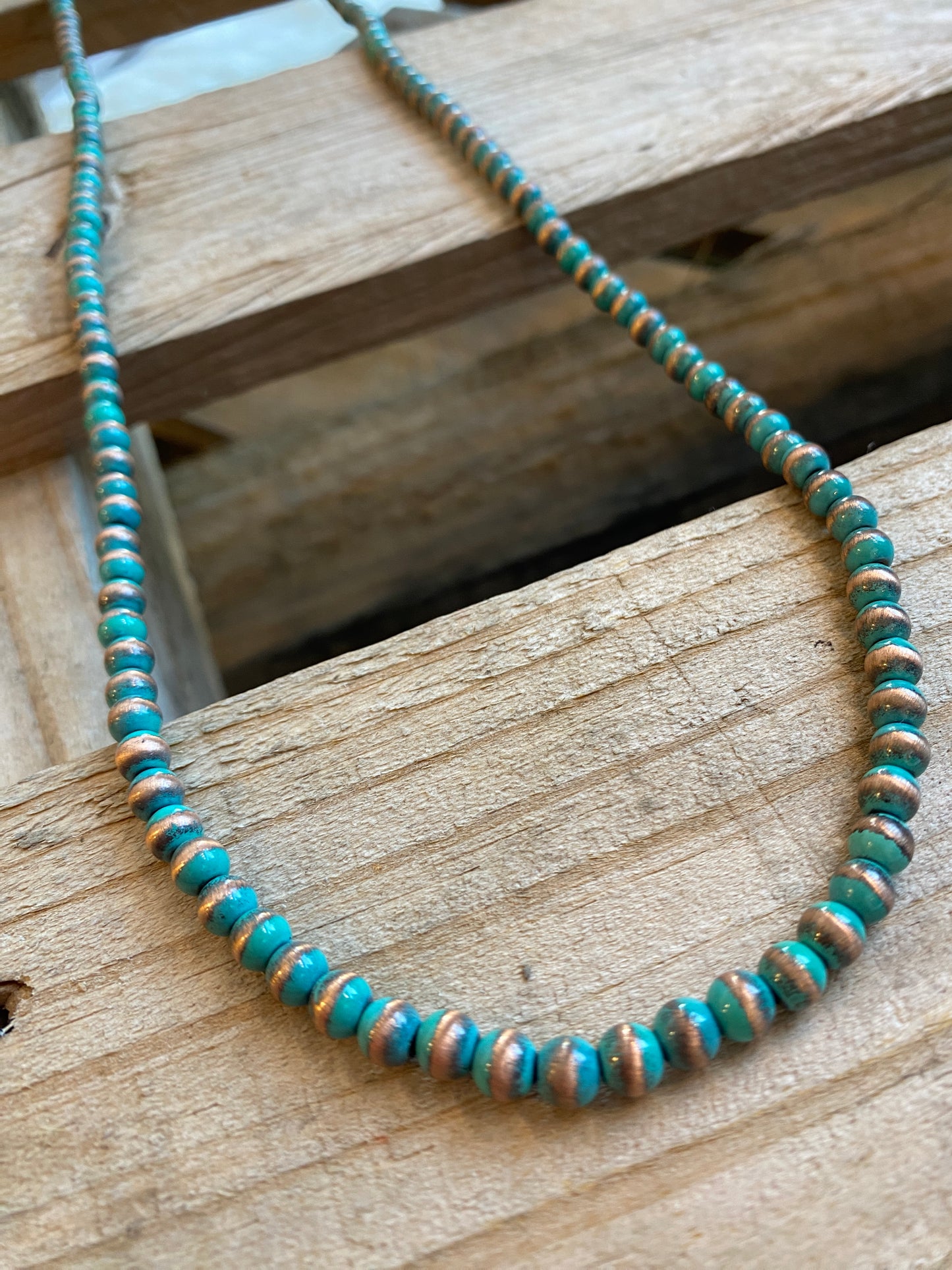 Copper patina navajo pearls