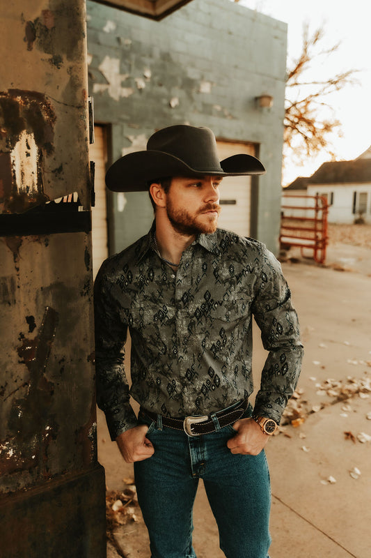 Gray Bronc Buster Pearl Snap