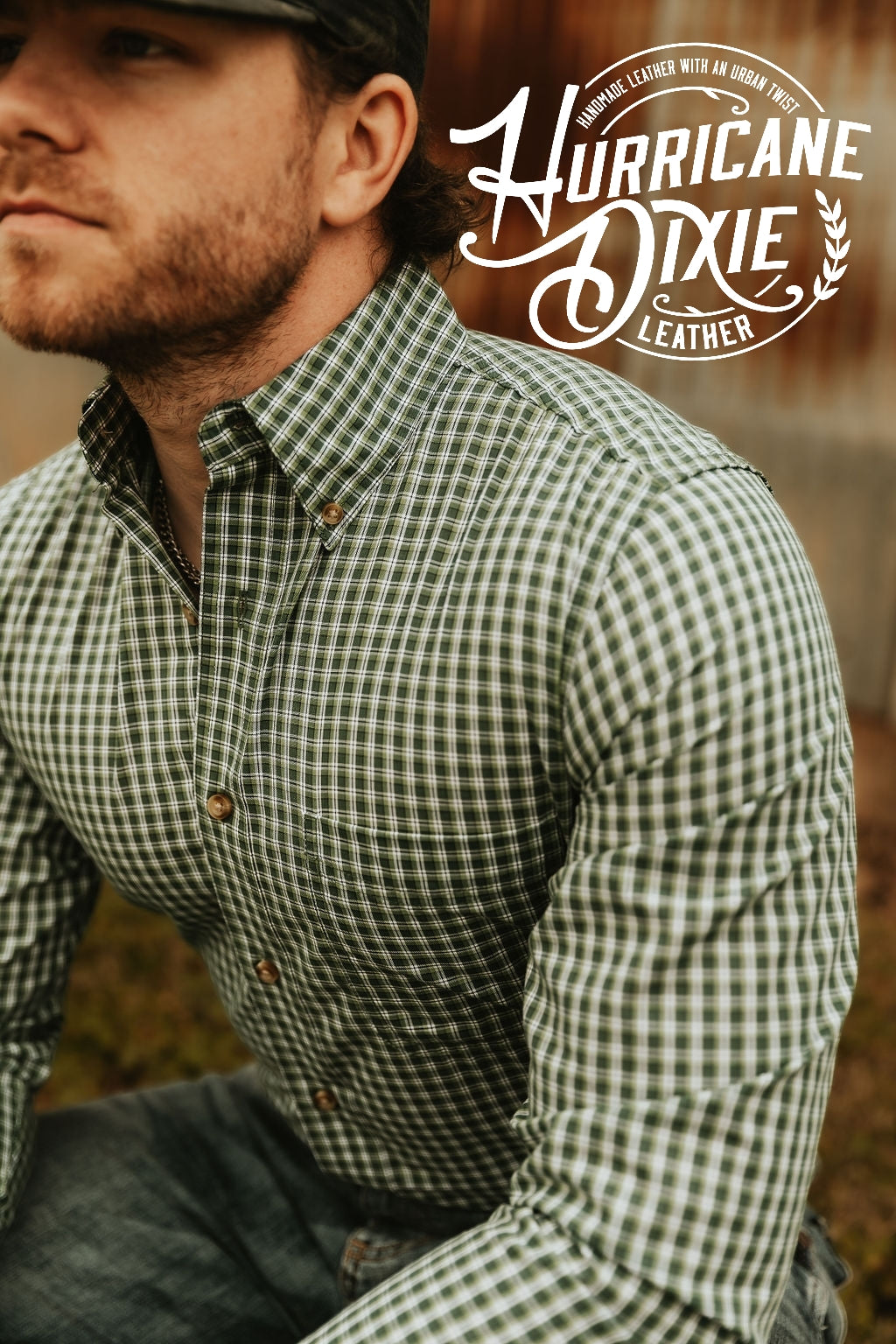 Green Plaid Riata wrangler Button up.