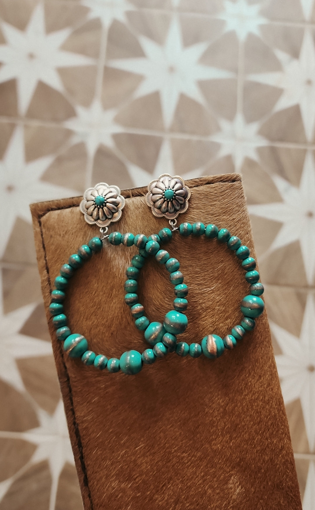 Concho Hoop Earrings- Turquoise