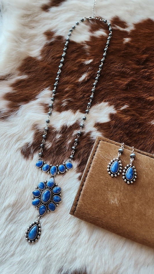 Denim Stone Necklace Set