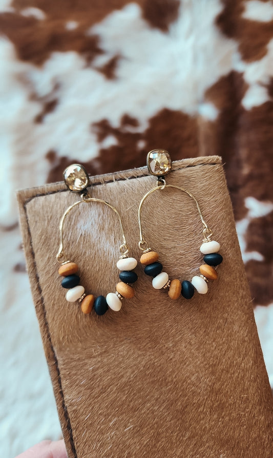 Arch Earrings- Wooden Beads