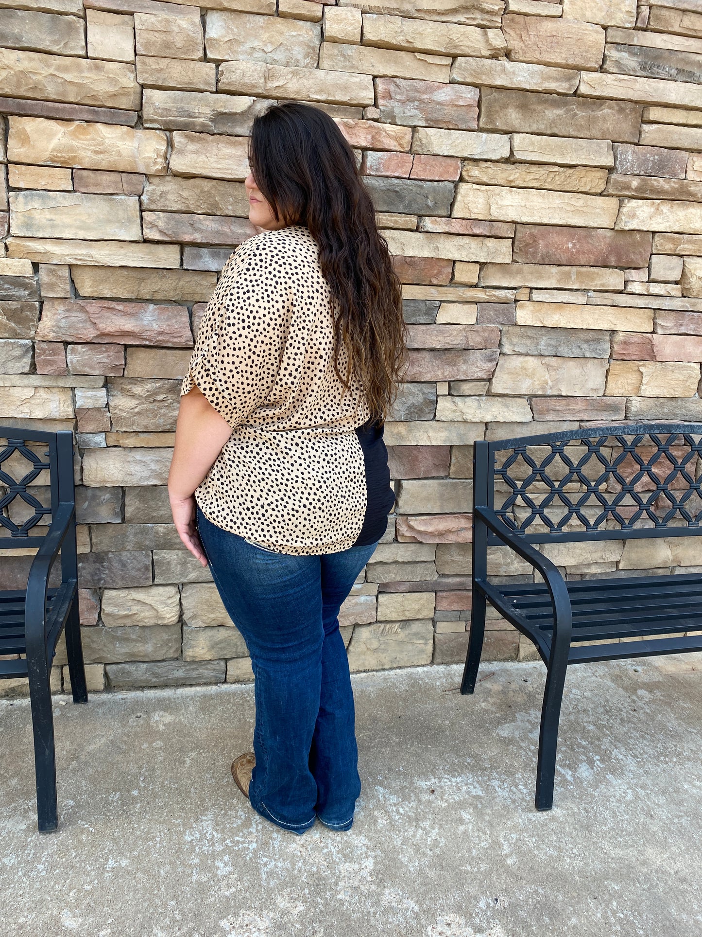 Black Cheetah Top- Plus
