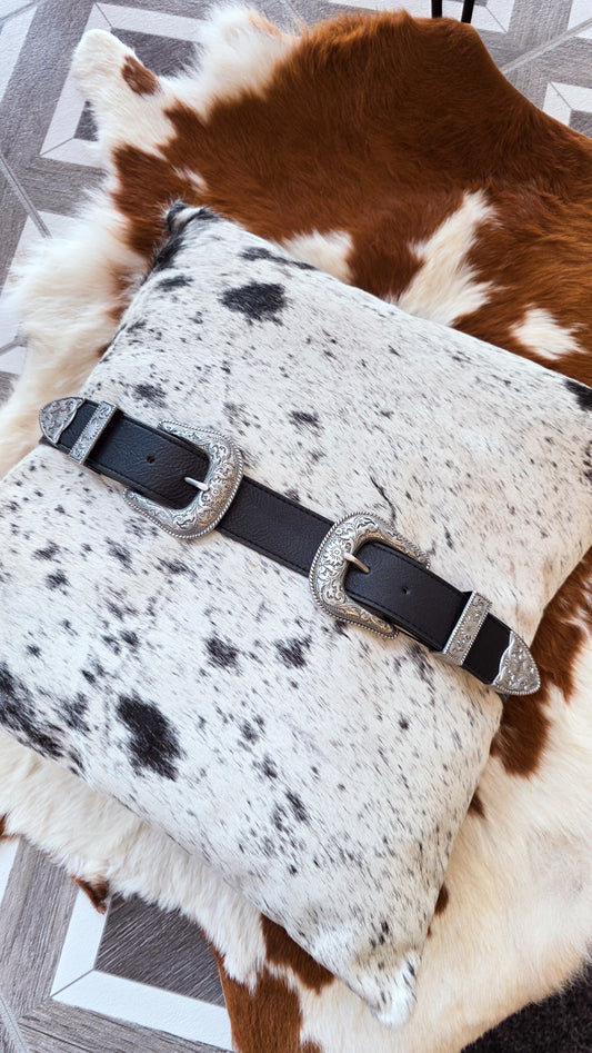 Double Buckle Belt- Black