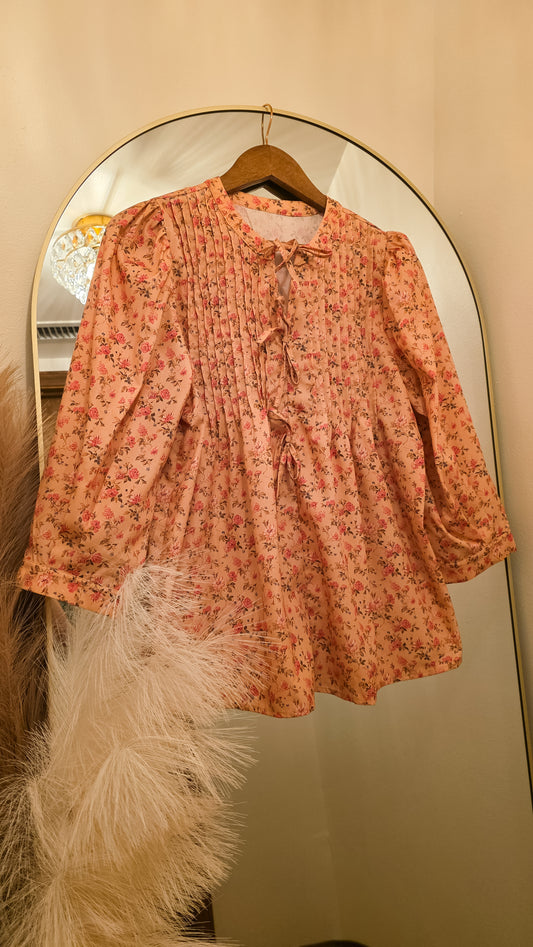 Floral Print Bow Top