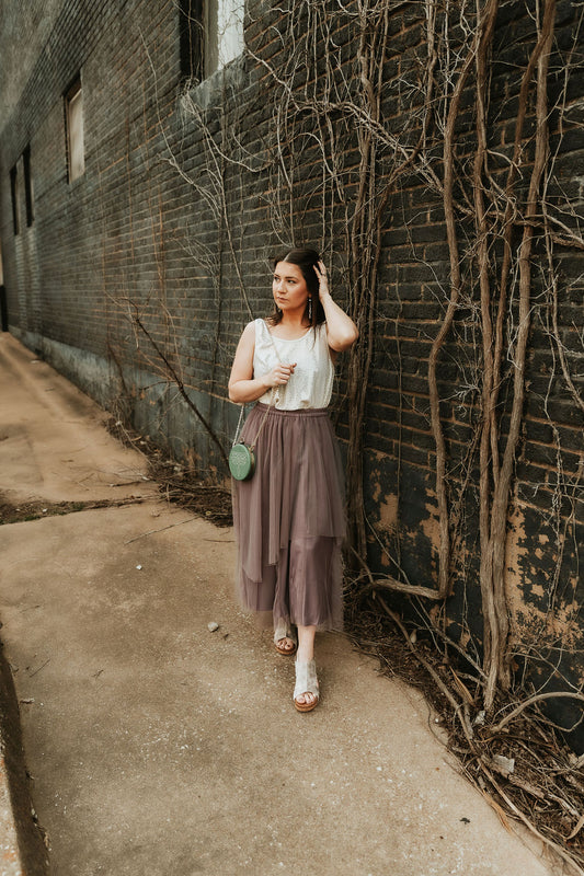 Dusty purple tulle skirt