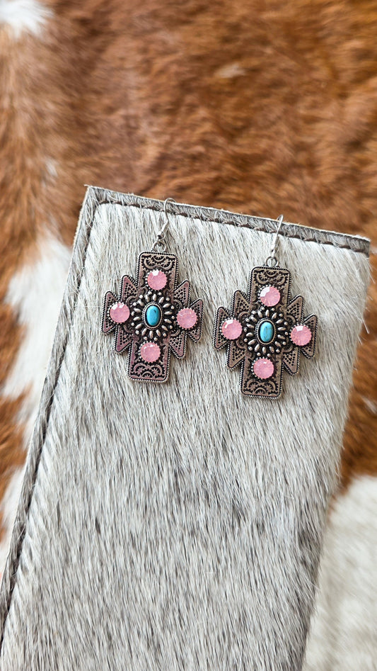 Aztec Cross Dangle Earrings