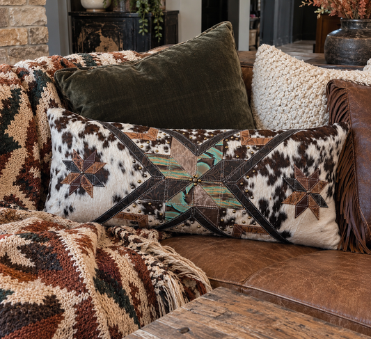 Turquoise Star Quilt Lumbar Pillow