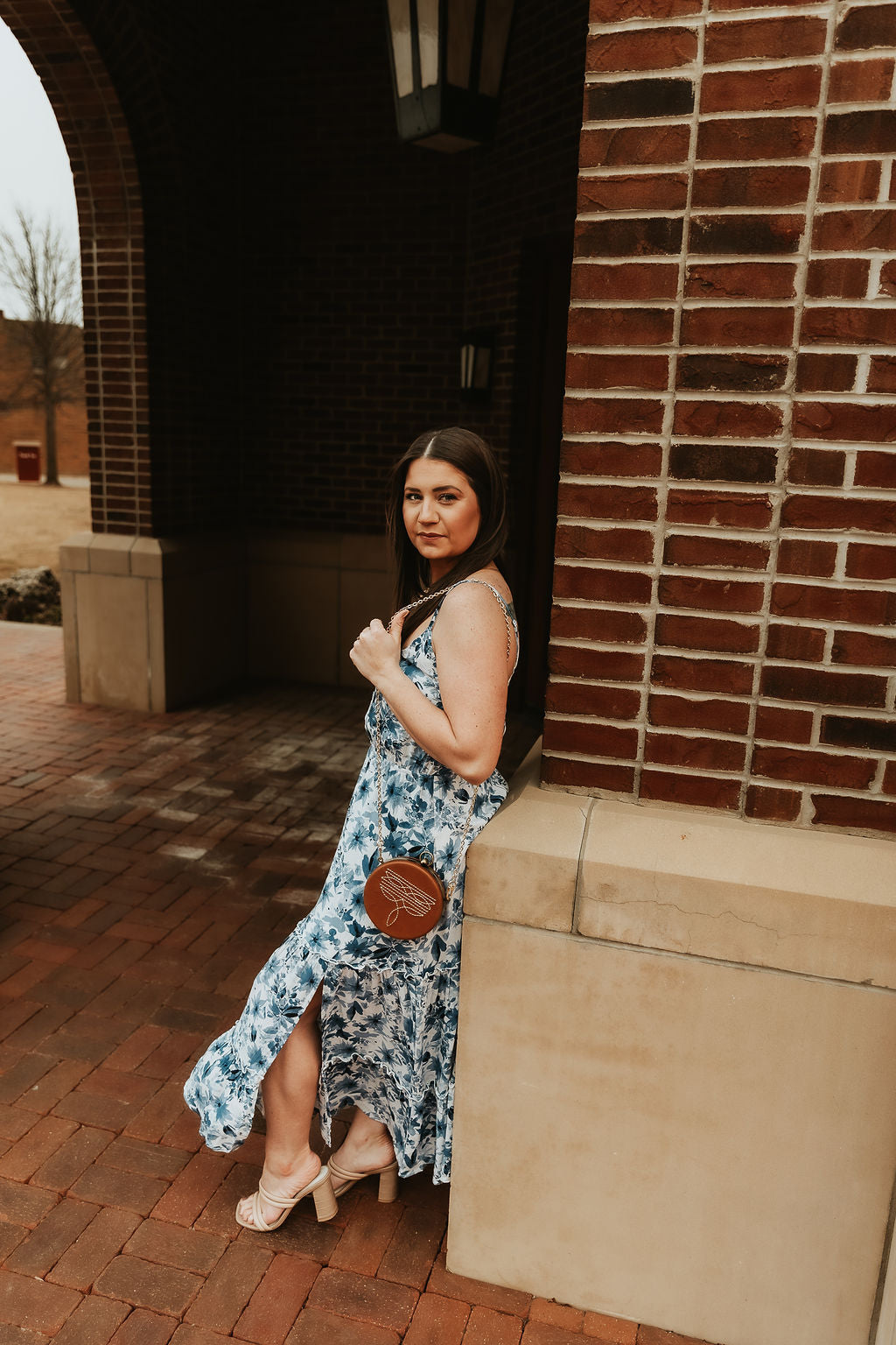 Blue Floral Midi Dress