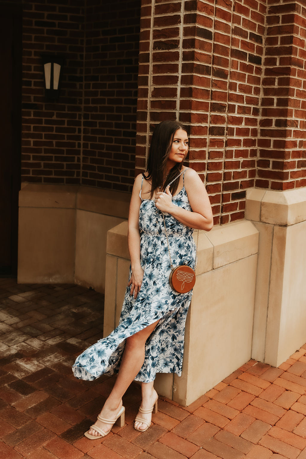 Blue Floral Midi Dress