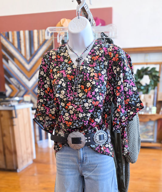 Black floral Top