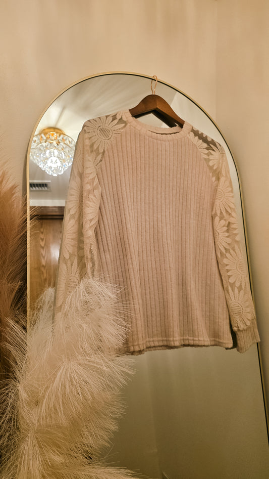 Sheer Daisy Sleeve Sweater