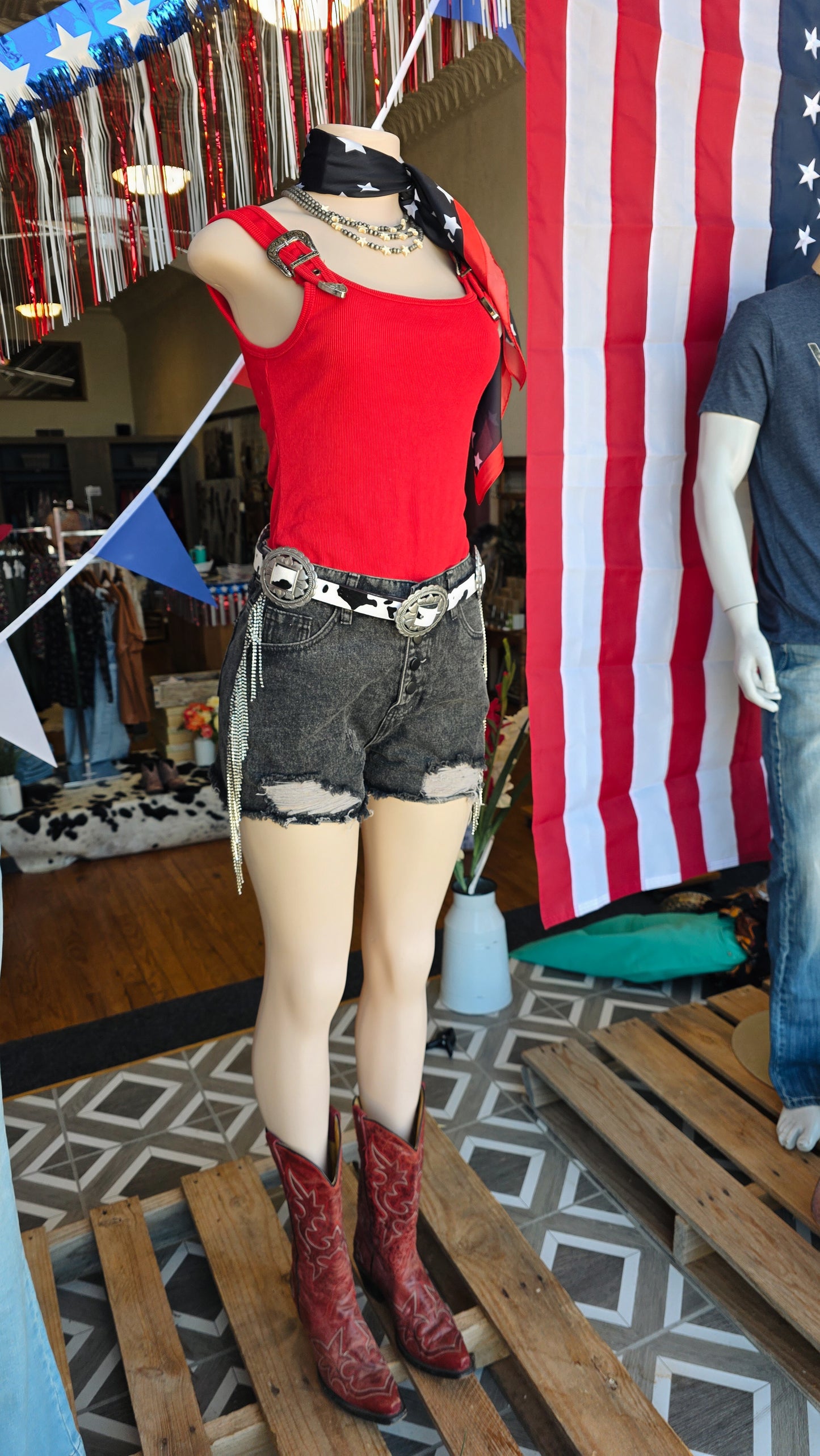 Concho belt- Cow print