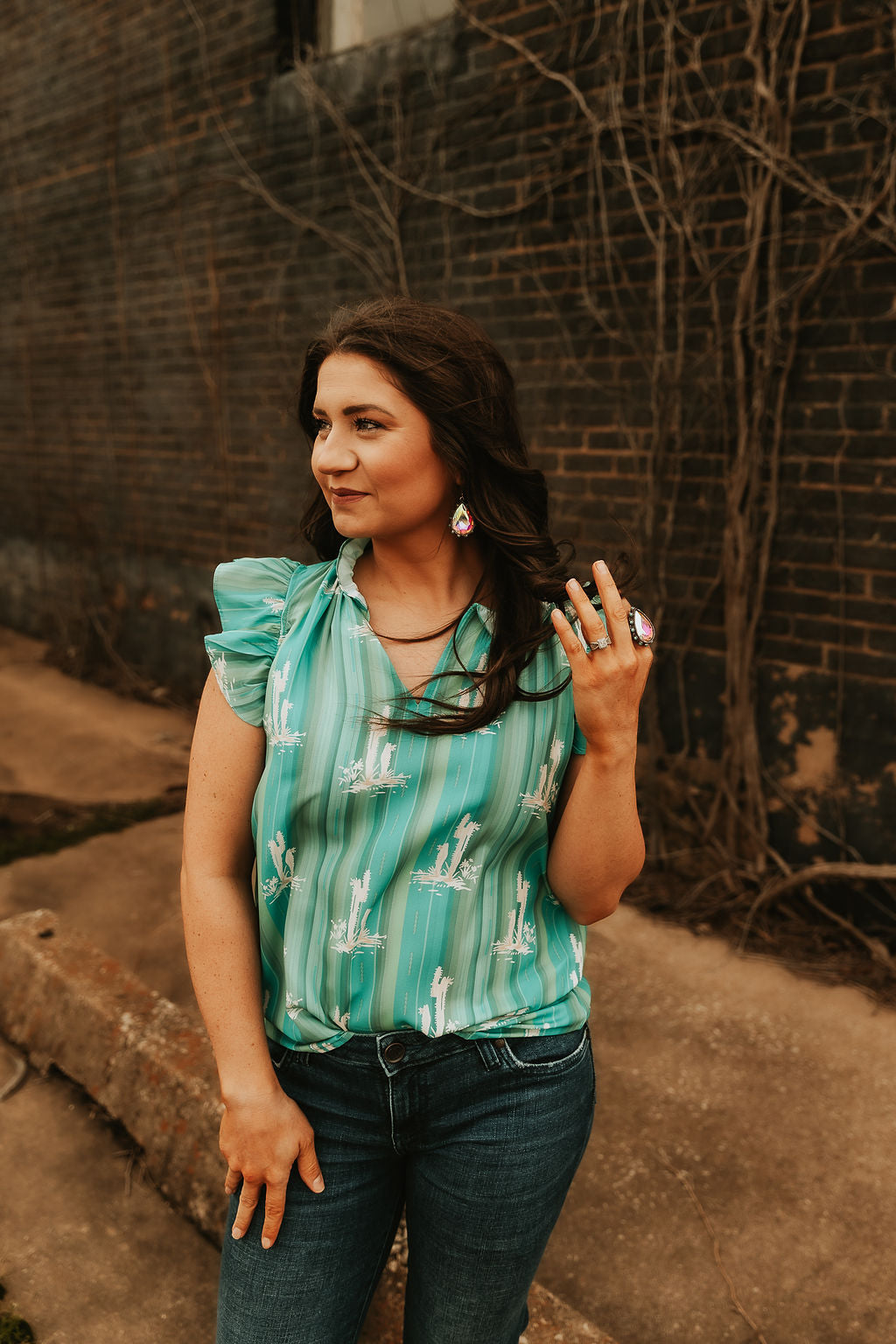 Tear drop earrings w/ turquoise stones