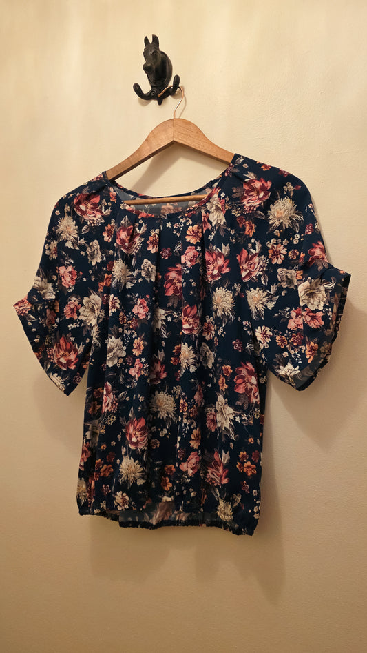 Navy Floral Scoop Neck