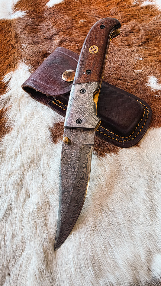 Black Burl Walnut Folding Knife