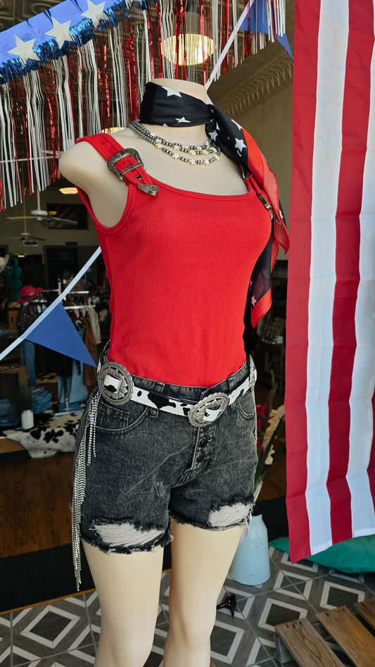 Buckle-Up Body Suit- Red