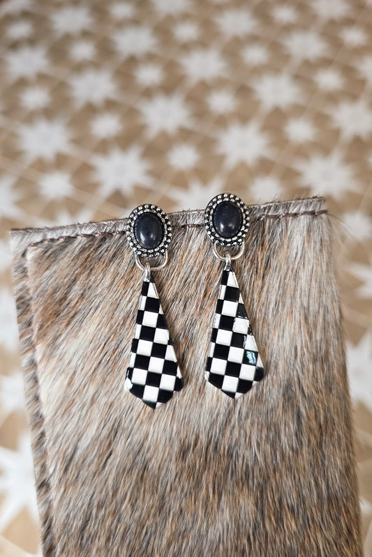 Checkered Concho Earrings