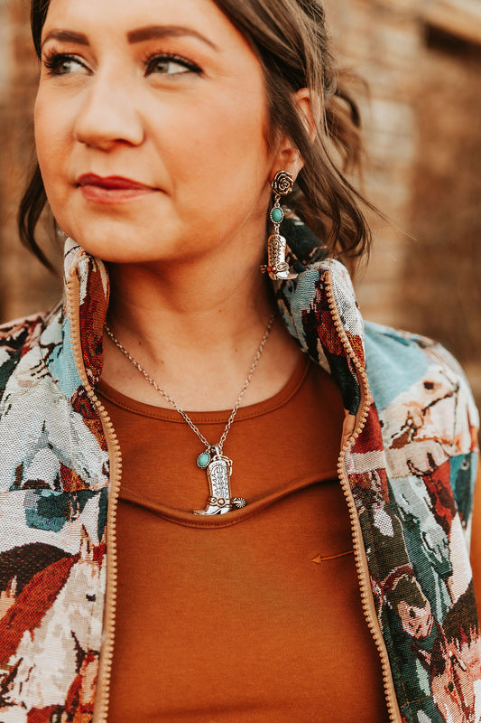 Boots & Roses Necklace