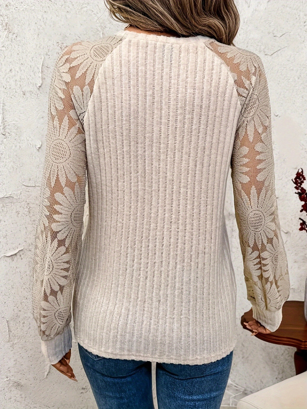 Sheer Daisy Sleeve Sweater