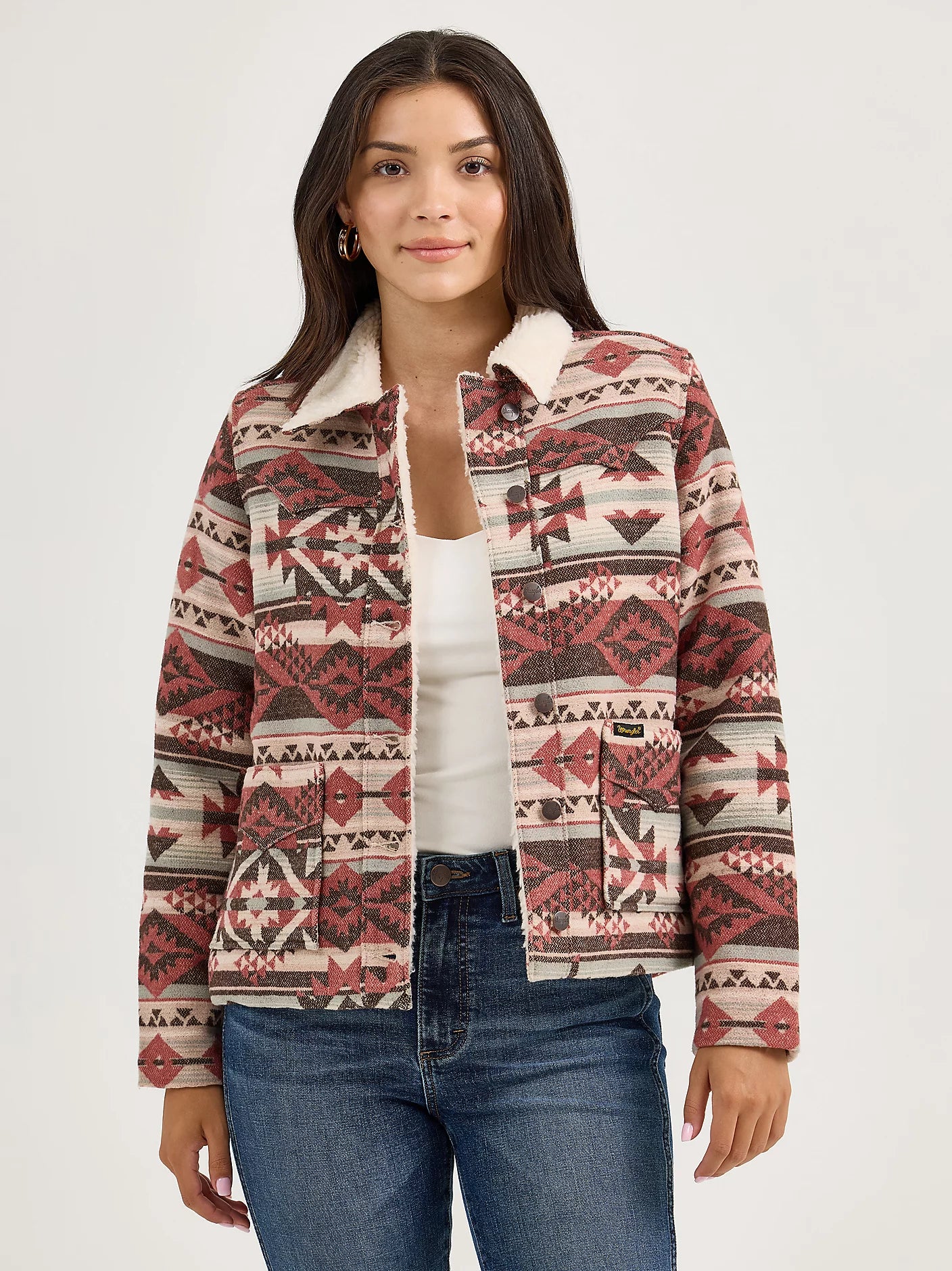 Pink Aztec Coat- Sherpa lined