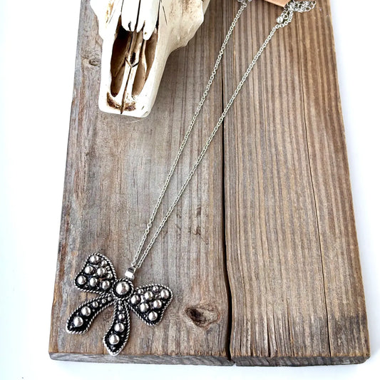 Bubble Bow Pendant Necklace